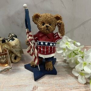 HOME INTERIORS July Teddy Bear USA FLAG Kuddles Corner Vintage 2002